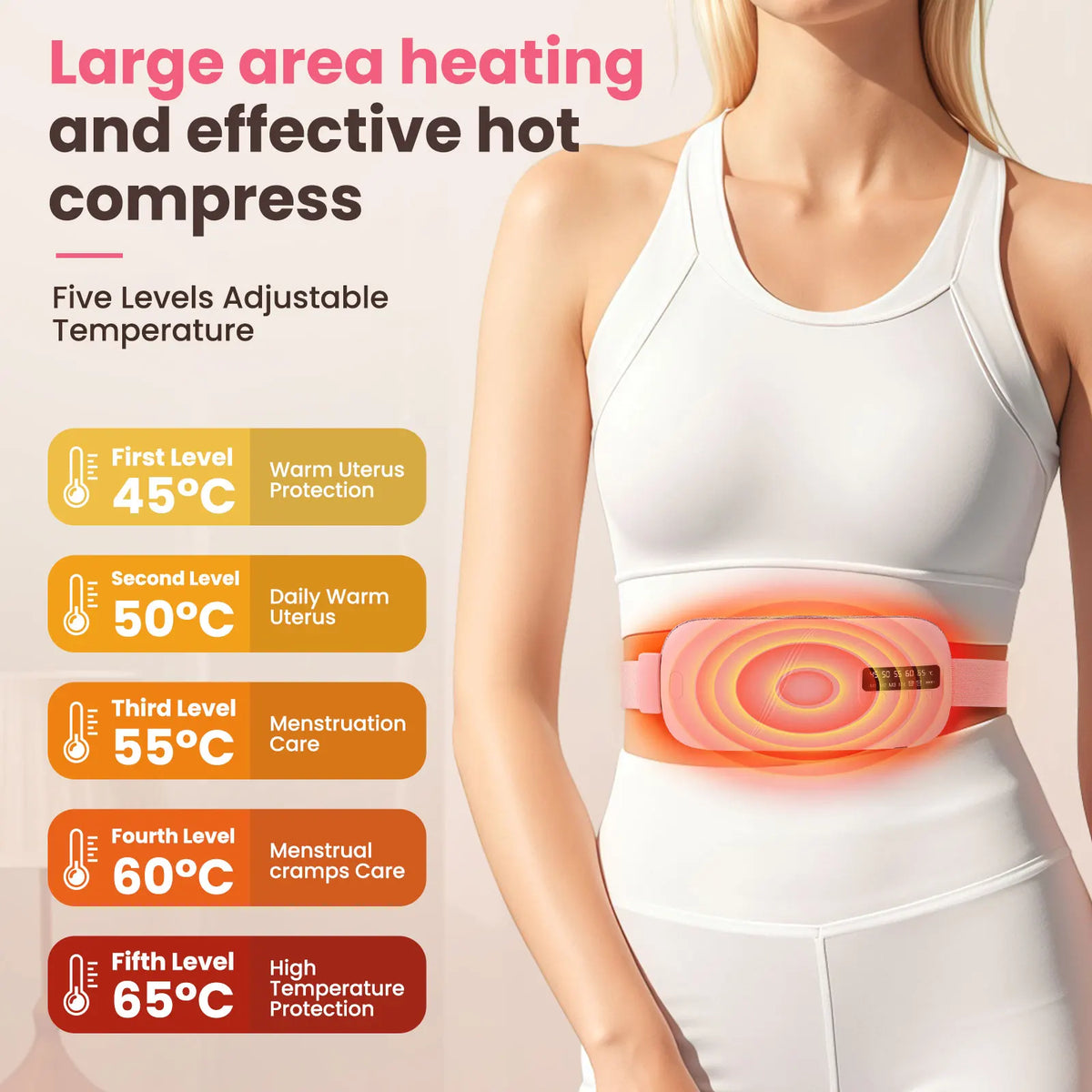 Pink Arvilo Comfort Heat Wrap worn around the waist